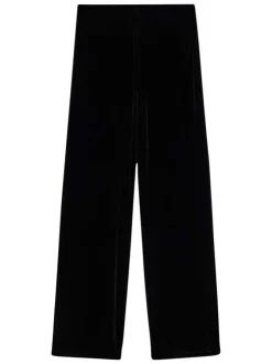 Chino noir uni en velours avec une coupe bootcut et fermeture zippée