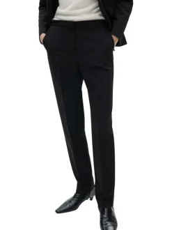 Chino noir uni straight avec pli marqué et fermeture zippée