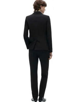 Chino noir uni straight avec pli marqué et fermeture zippée