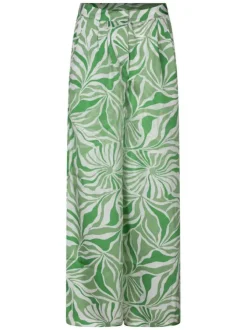 Chino paula loose pant vert avec des imprimés et une coupe droite