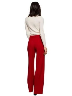 Chino style costume taille haute Vermell rouge et uni présentant une coupe à jambes élargies