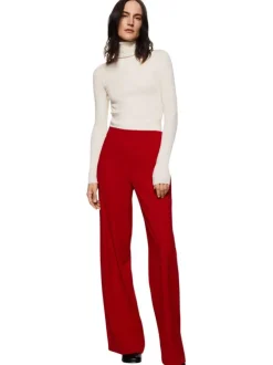 Chino style costume taille haute Vermell rouge et uni présentant une coupe à jambes élargies
