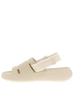 Claquettes beige moulées à semelle plateforme basse et bande élastiquée