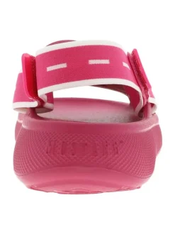 Claquettes fuchsia moulées à semelle plateforme basse et bande élastiquée