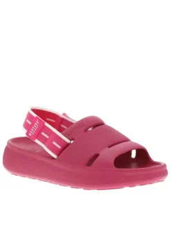 Claquettes fuchsia moulées à semelle plateforme basse et bande élastiquée