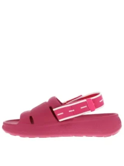 Claquettes fuchsia moulées à semelle plateforme basse et bande élastiquée
