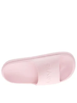 Claquettes June Next S roses avec logo relief sur le cou-de-pied et texturées