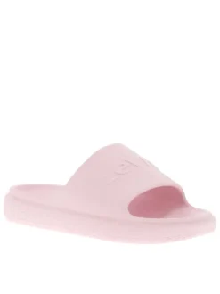 Claquettes June Next S roses avec logo relief sur le cou-de-pied et texturées