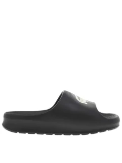 Claquettes noires avec logo de la marque embossé sur la bride