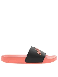 Claquettes noires à semelle saumon et semelle ergonomique antidérapante