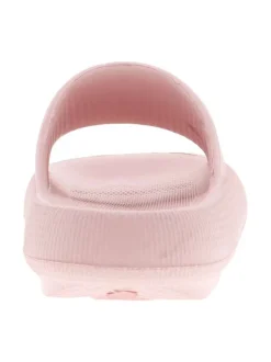 Claquettes rose avec logo sur l'intérieur du talon et matière texturée