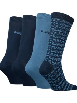 Coffret 4 paires de chaussettes hautes en coton mélangé à nuances de bleu