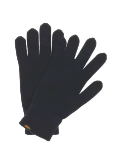 Coffret bonnet et gants marine en maille tricotée avec logo orange