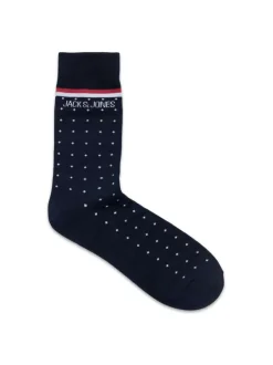 Coffret de chaussettes hautes en coton mélangé marine coupe haute rayées, à pois et unies