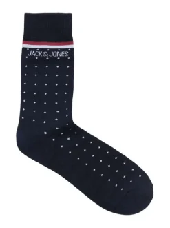 Coffret de chaussettes hautes en coton mélangé marine coupe haute rayées, à pois et unies