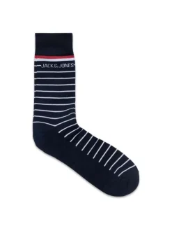 Coffret de chaussettes hautes en coton mélangé marine coupe haute rayées, à pois et unies