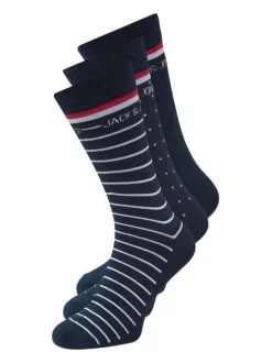 Coffret de chaussettes hautes en coton mélangé marine coupe haute rayées, à pois et unies