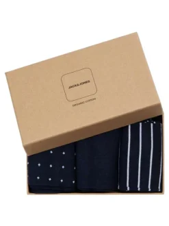Coffret de chaussettes hautes en coton mélangé marine coupe haute rayées, à pois et unies