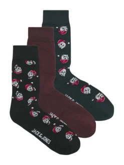 Coffret de Noël de chaussettes hautes en coton mélangé multicolores imprimées