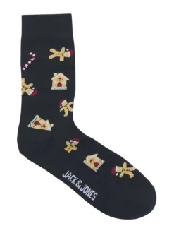Coffret de Noël de chaussettes hautes en coton mélangé bleues nuit imprimées