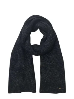 Coffret bonnet et écharpe en lurex argenté à coupe longue à pompon et à revers