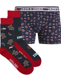 Coffret boxer et chaussettes en coton marine avec des imprimés