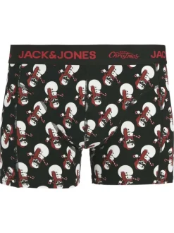 Coffret boxers classiques en coton mélangé noir à motifs avec une coupe fermée