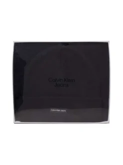 Coffret comprenant un bonnet et une écharpe en coton noir unis avec patch