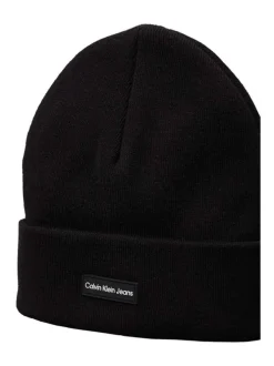 Coffret comprenant un bonnet et une écharpe en coton noir unis avec patch