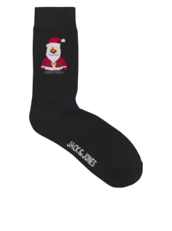 Coffret de Noël chaussettes et boxer en coton bleus nuit à motifs de Noël