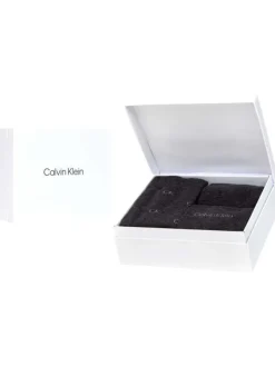 Coffret de 3 paires de chaussettes hautes anthracite unies avec une coupe haute imprimé all over
