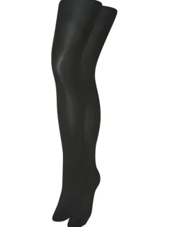 Collants moulants noirs unis opaques et avec une taille haute