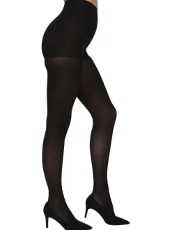 Collants noirs unis avec une découpe effet culotte et ceinture élastiquée