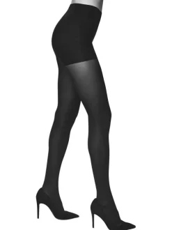 Collants noirs unis avec une découpe effet culotte et ceinture élastiquée