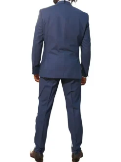 Costume marine uni en laine mélangée avec une veste et un pantalon