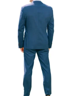 Costume marine uni en laine mélangée avec un pantalon à coupe ajustée