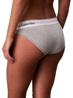 Culotte en coton mélangé grise unie avec une ceinture blanche élastiquée