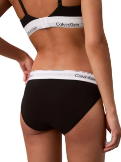 Culotte en coton mélangé noire unie avec une bande élastiquée blanche