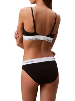 Culotte en coton mélangé noire unie avec une bande élastiquée blanche