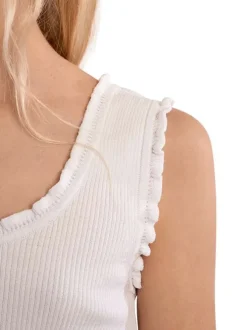 Débardeur blanc uni pourvu d'une coupe ajustée et d'un col rond
