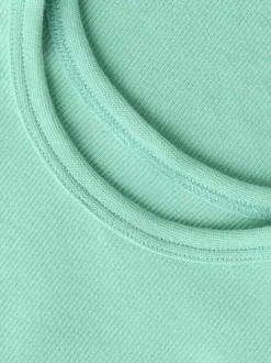 Débardeur en coton biologique vert d'eau uni pourvu d'un col rond