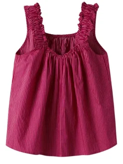 Débardeur en coton biologique rose à rayures et à coupe fluide