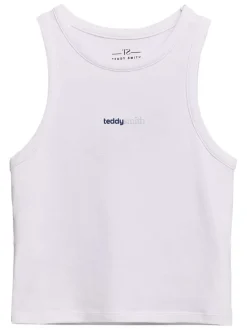 Débardeur en coton blanc uni avec une coupe ajustée et un col rond
