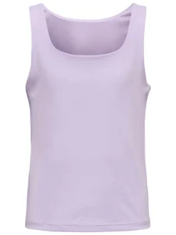Débardeur en coton lilas uni pourvu d'une coupe moulante et réversible