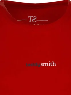 Débardeur en coton rouge en maille piquée avec une coupe ajustée et un col rond
