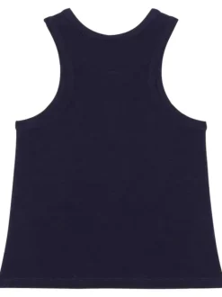 Débardeur marine uni coupe droite avec un col rond et nom floqué