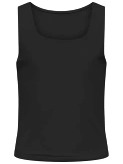 Débardeur noir uni avec une coupe moulante et un col carré