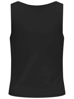 Débardeur noir uni avec une coupe moulante et un col carré