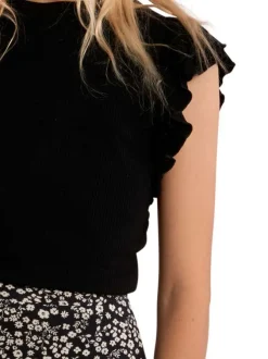 Débardeur noir uni pourvu d'une coupe ajustée et d'un col rond