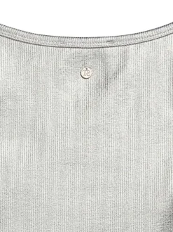 Débardeur argent uni avec une coupe droite à col rond et sans manches